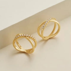 Pave Diamond Crossed Ring