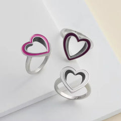 Enamel Open Heart Ring
