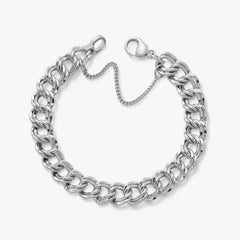Heavy Double Curb Charm Bracelet