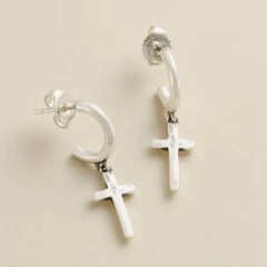 Horizon Cross Hoop Dangle Earrings