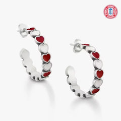 Enamel University of Arkansas Connected Hearts Hoop Earrings