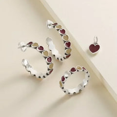 Enamel Texas State University Connected Hearts Hoop Earrings