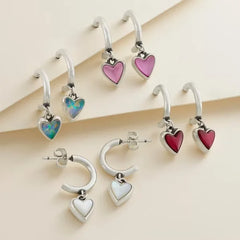 Sweetheart Gemstone Hoop Dangle Earrings