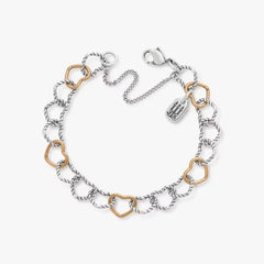 Twisted Wire Connected Hearts Charm Bracelet