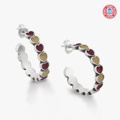 Enamel Texas State University Connected Hearts Hoop Earrings