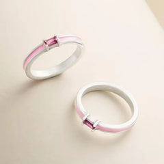 Enamel Gemstone Stacker Ring