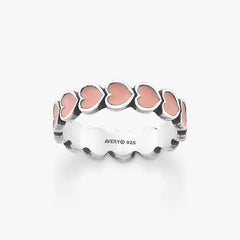 Enamel Connected Hearts Ring