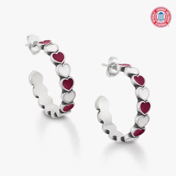Enamel Texas A&M University Connected Hearts Hoop Earrings