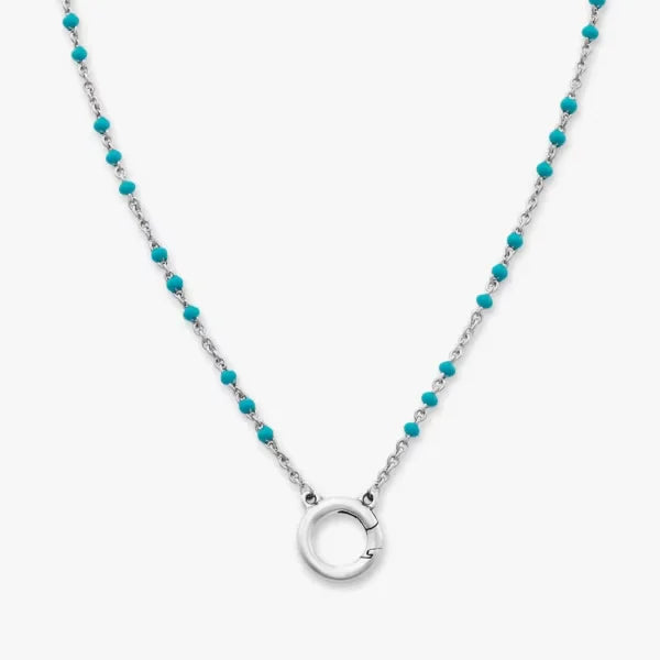 Enamel Beaded Chain Changeable Charm Holder Necklace