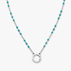 Enamel Beaded Chain Changeable Charm Holder Necklace