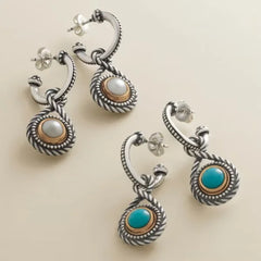 Marjan Gemstone Hoop Dangle Earrings
